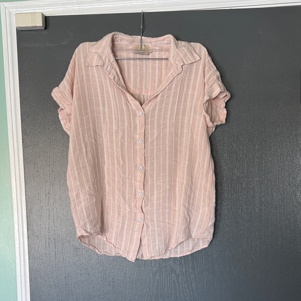 Elie Tahari Light Pink Striped Button Down Shirt